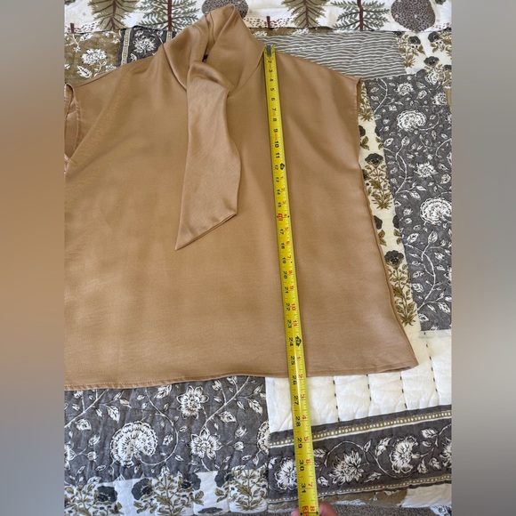 Elegant Tan Satin Women's Top - Picture 5 of 5